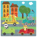 Магнитен пъзел 60 ел. Животните в града 18x18x2 см с 3 пъзела по 20 ел.